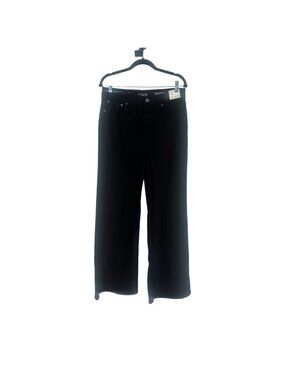 J. Crew Women's High-Rise Denim Trouser Jeans 29 Black Semi-Stretch Wide-Leg